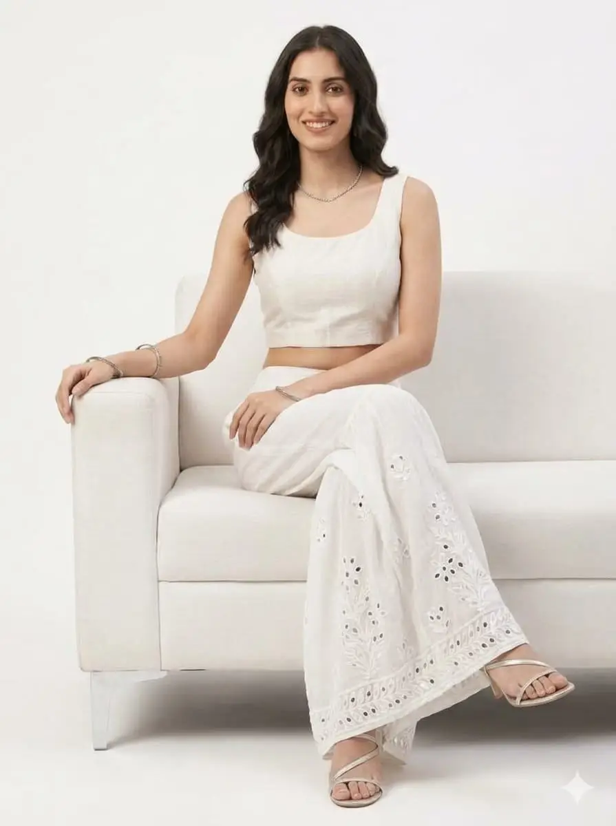 LCF Chikan Embroidered Sharara Bottom | Design 1 view 3