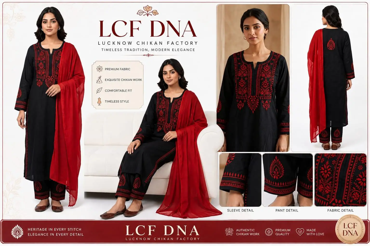 Chikan Kurta Set by Lucknow Chikan Factory view 5