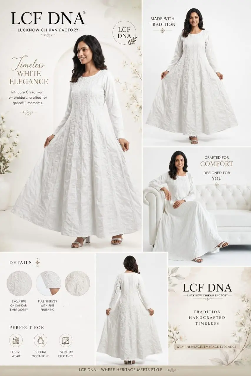 LCF CHIKAN EMBROIDERED Semi stitched Anarkali view 4