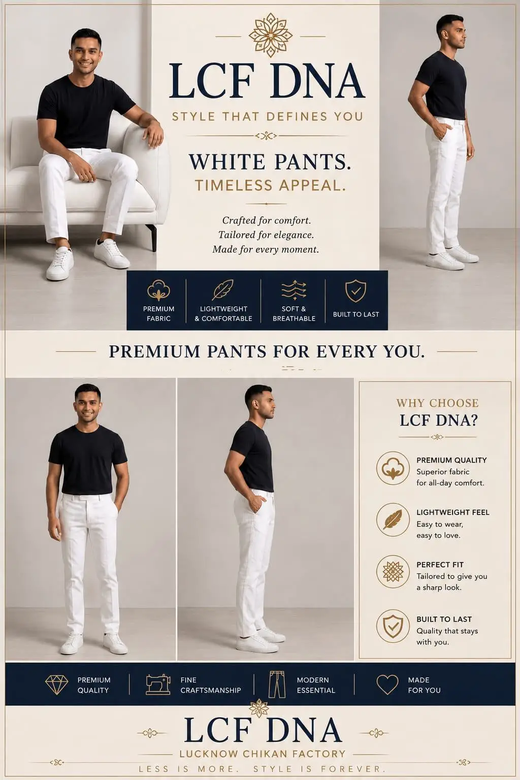 LCF Men's Lycra Cotton Free Size Pant view 4