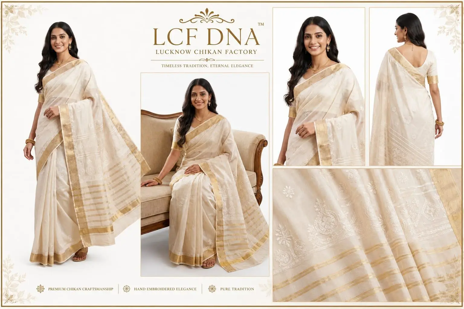 CHIKAN EMBROIDERED SAREE view 3