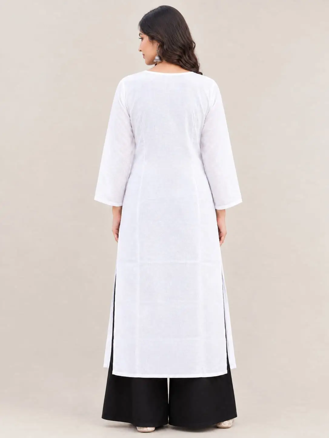 LCF CHIKAN  EMBROIDERY KURTI - WHITE view 2