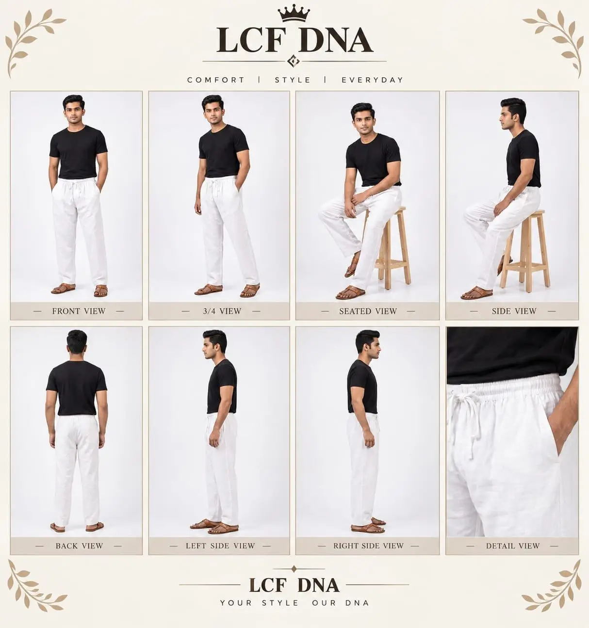 LCF MENS COTTON PANT - WHITE view 5
