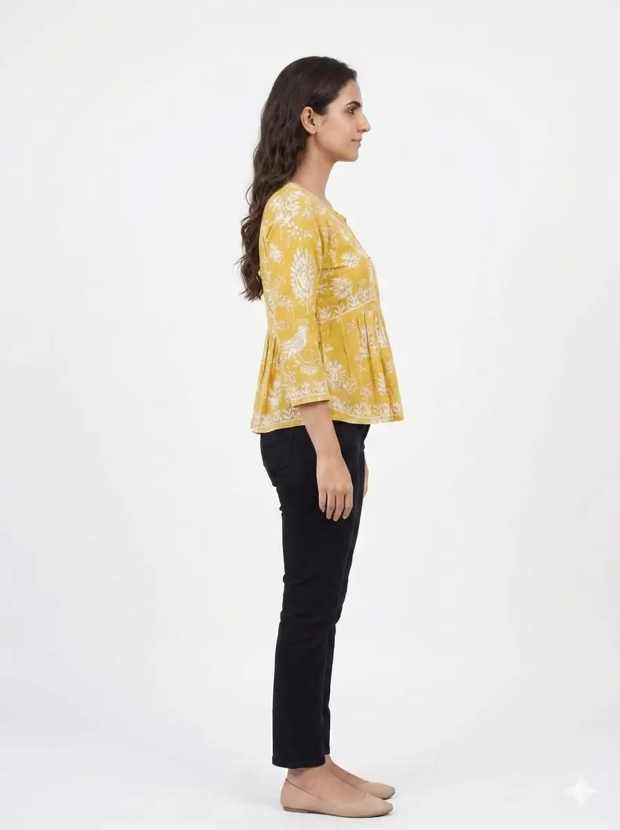 LCF CHIKAN EMBROIDERY CROP TOP - YELLOW view 3