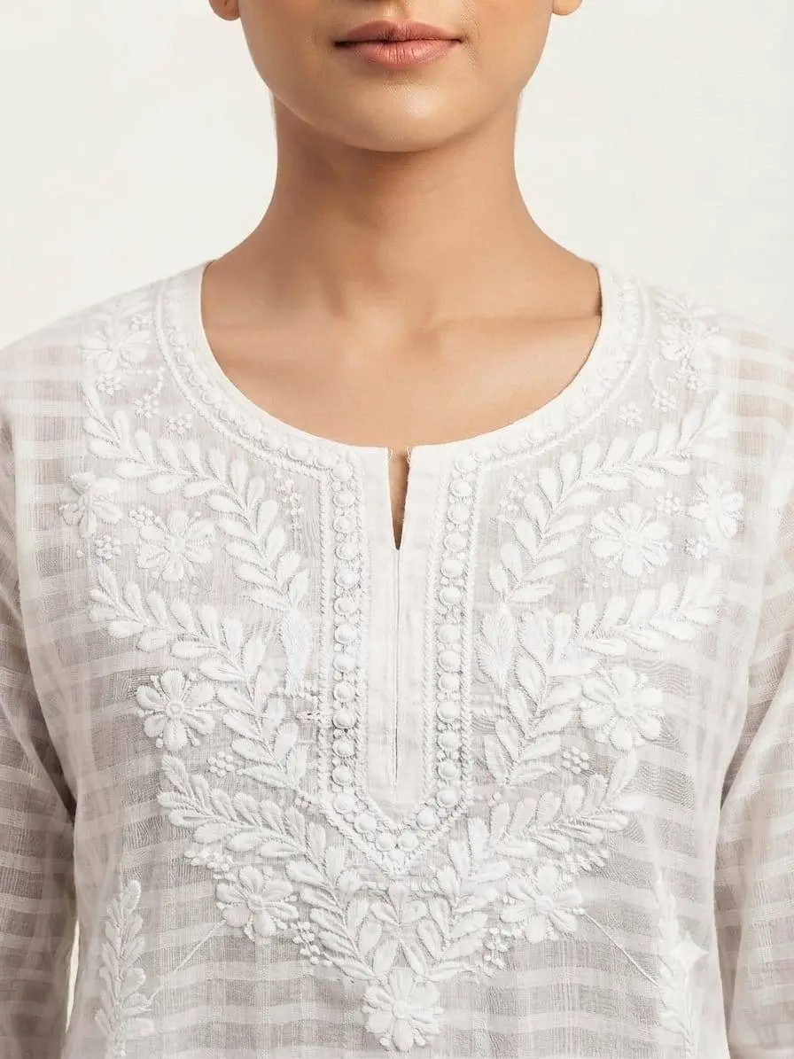 LCF MAL COTTON LONG KURTI -WHITE view 2