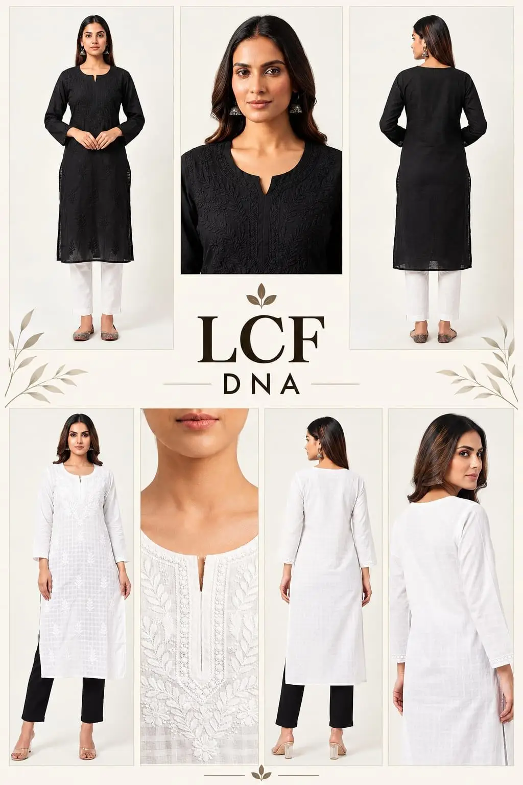 LCF MAL COTTON LONG KURTI -WHITE view 6