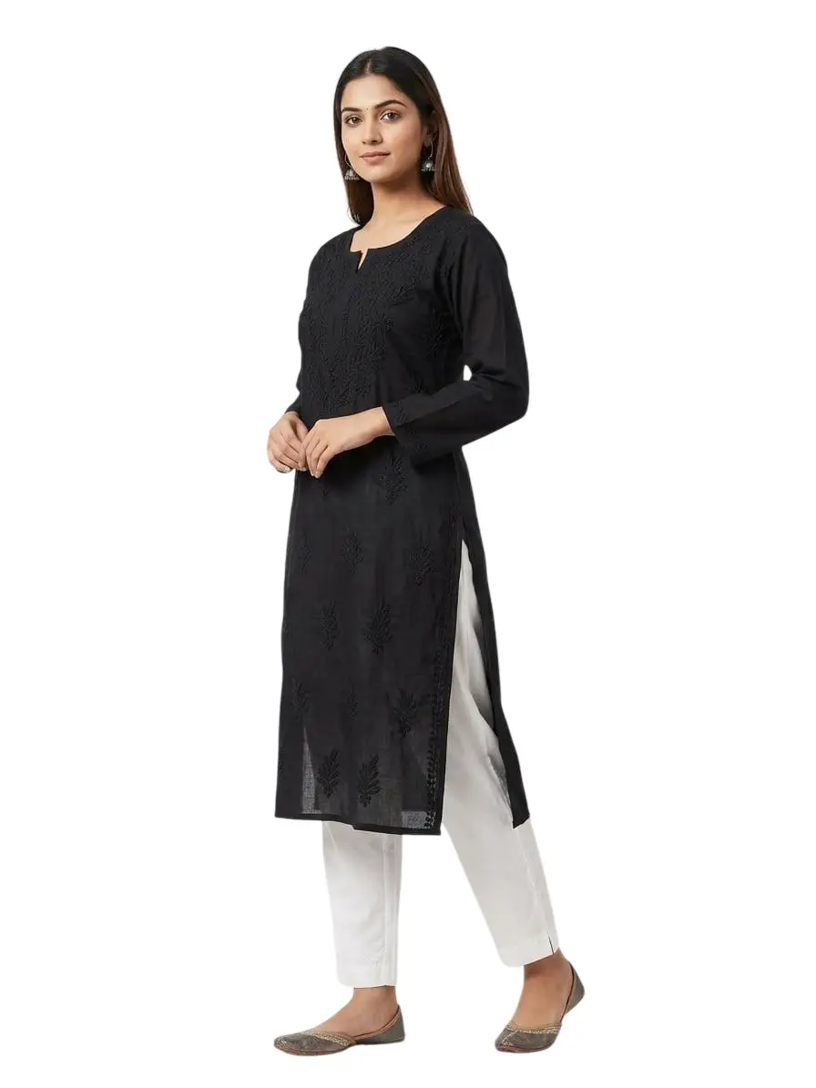 LCF MAL COTTON LONG KURTI - BLACK