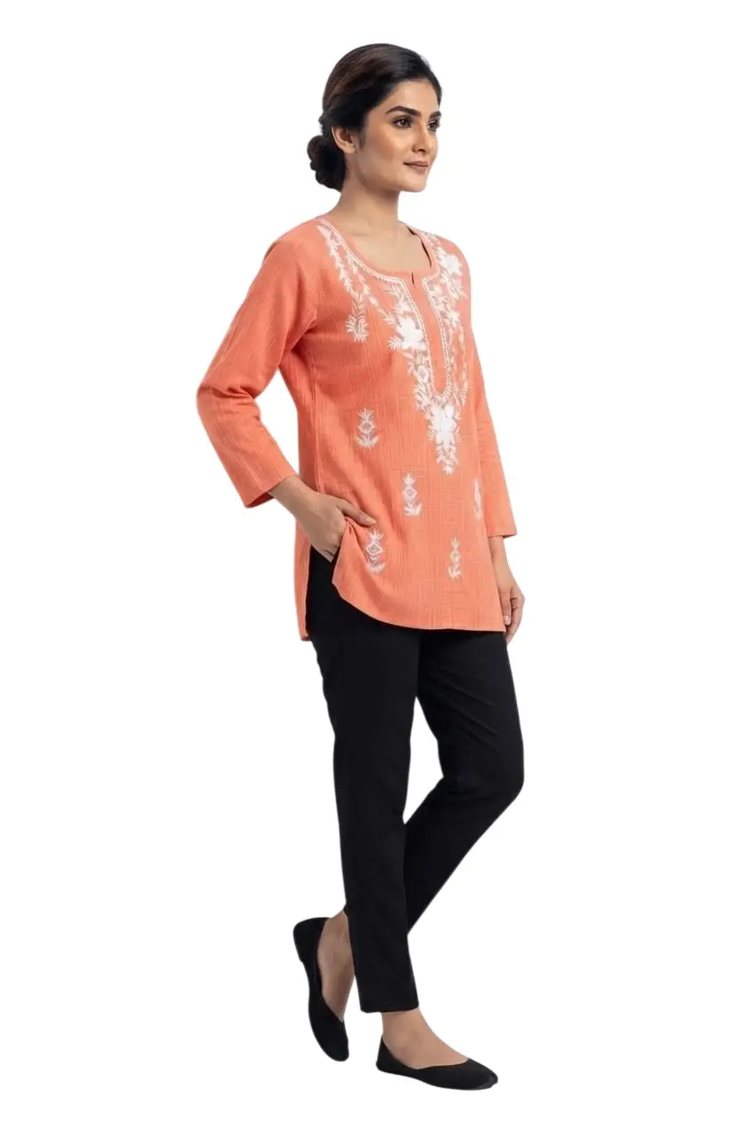 LCF LINING COTTON SHORT KURTI - CARROT