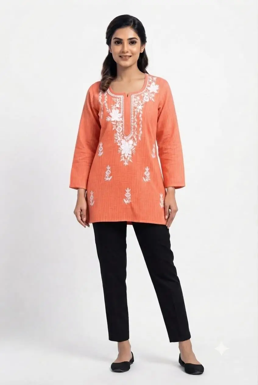 LCF LINING COTTON SHORT KURTI - CARROT view 2