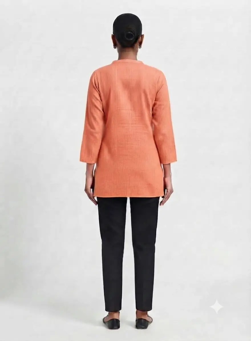 LCF LINING COTTON SHORT KURTI - CARROT view 3