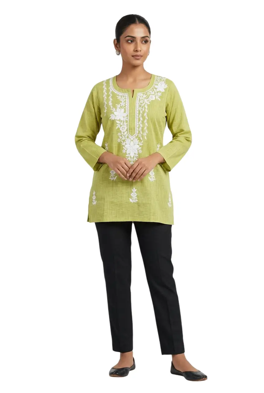 LCF LINING COTTON SHORT KURTI - GREEN