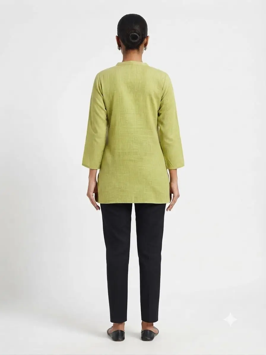 LCF LINING COTTON SHORT KURTI - GREEN view 3