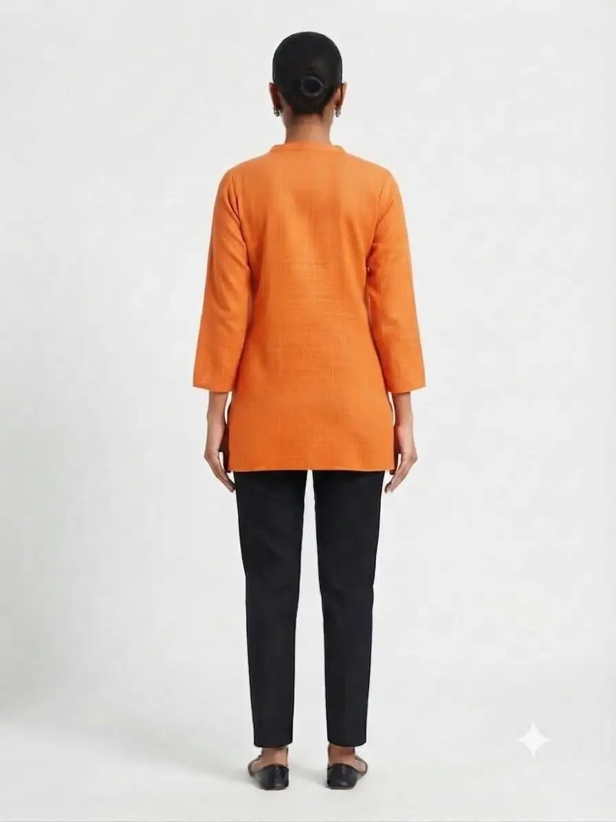 LCF LINING COTTON SHORT KURTI -ORANGE view 3