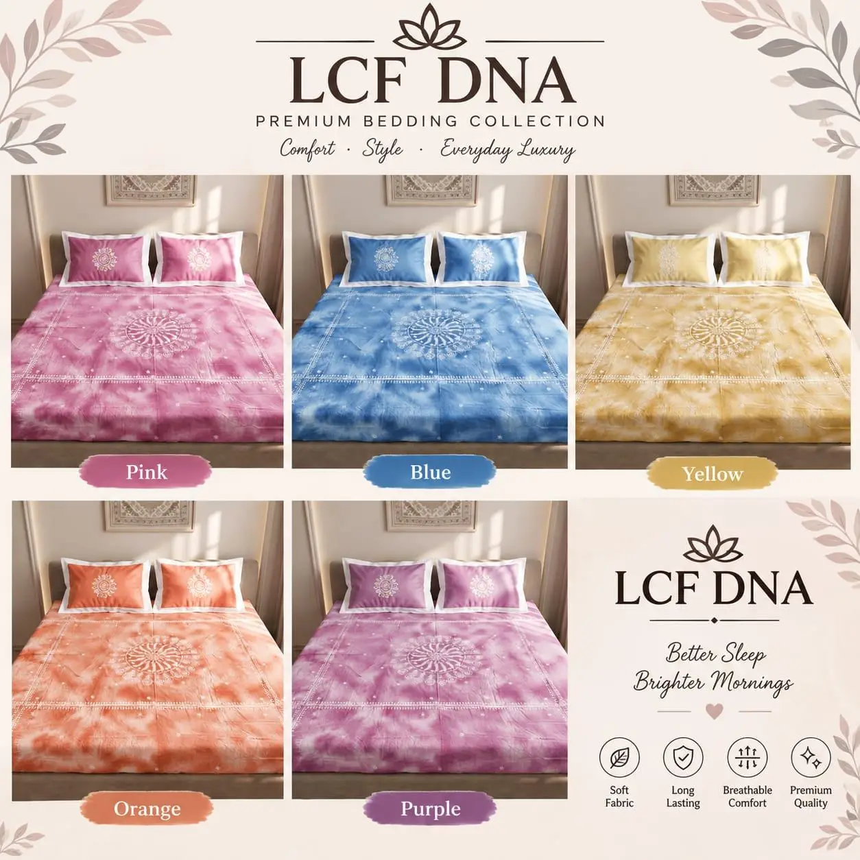 LCF CHIKAN EMBROIDERY CENTURY COTTON BEDSHEET - YELLOW view 2