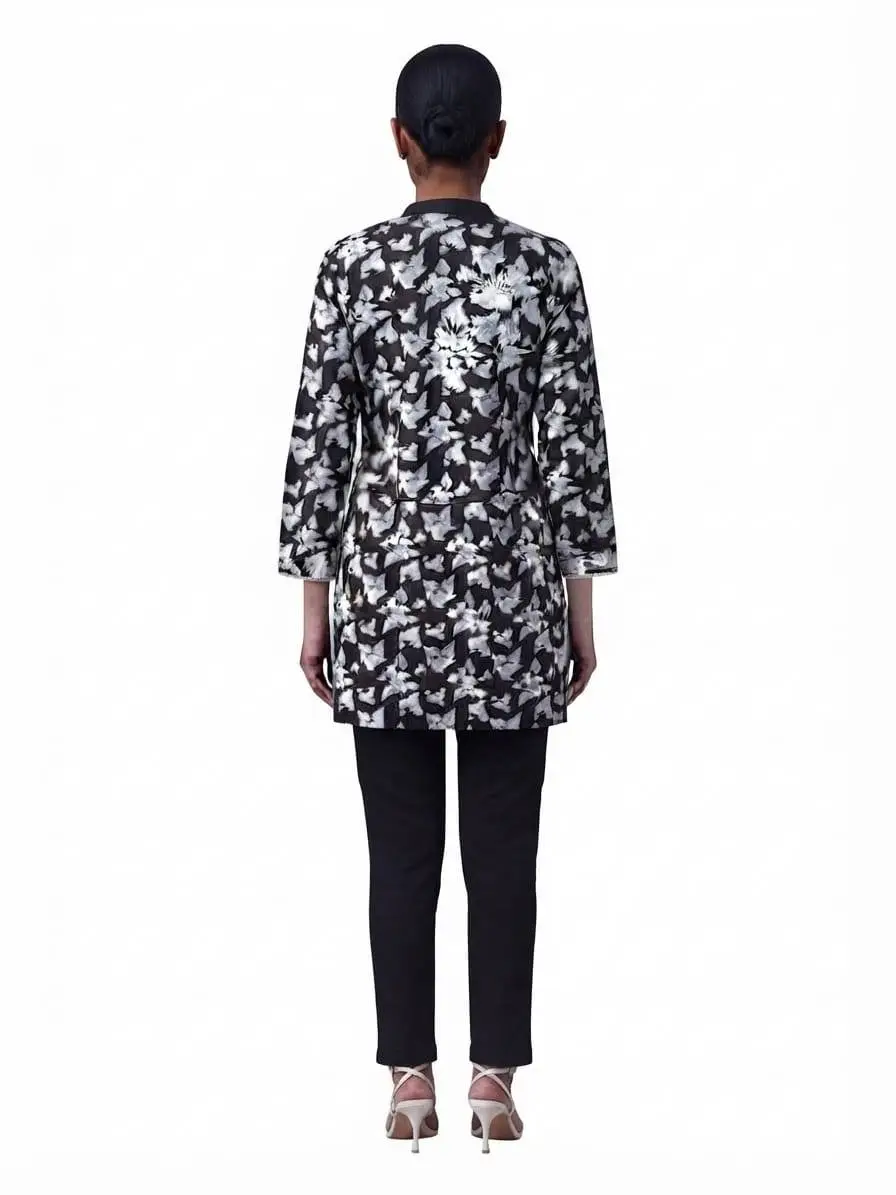 LCF CHIKAN EMBROIDERY PRINTED SHORT TOP - BLACK view 3