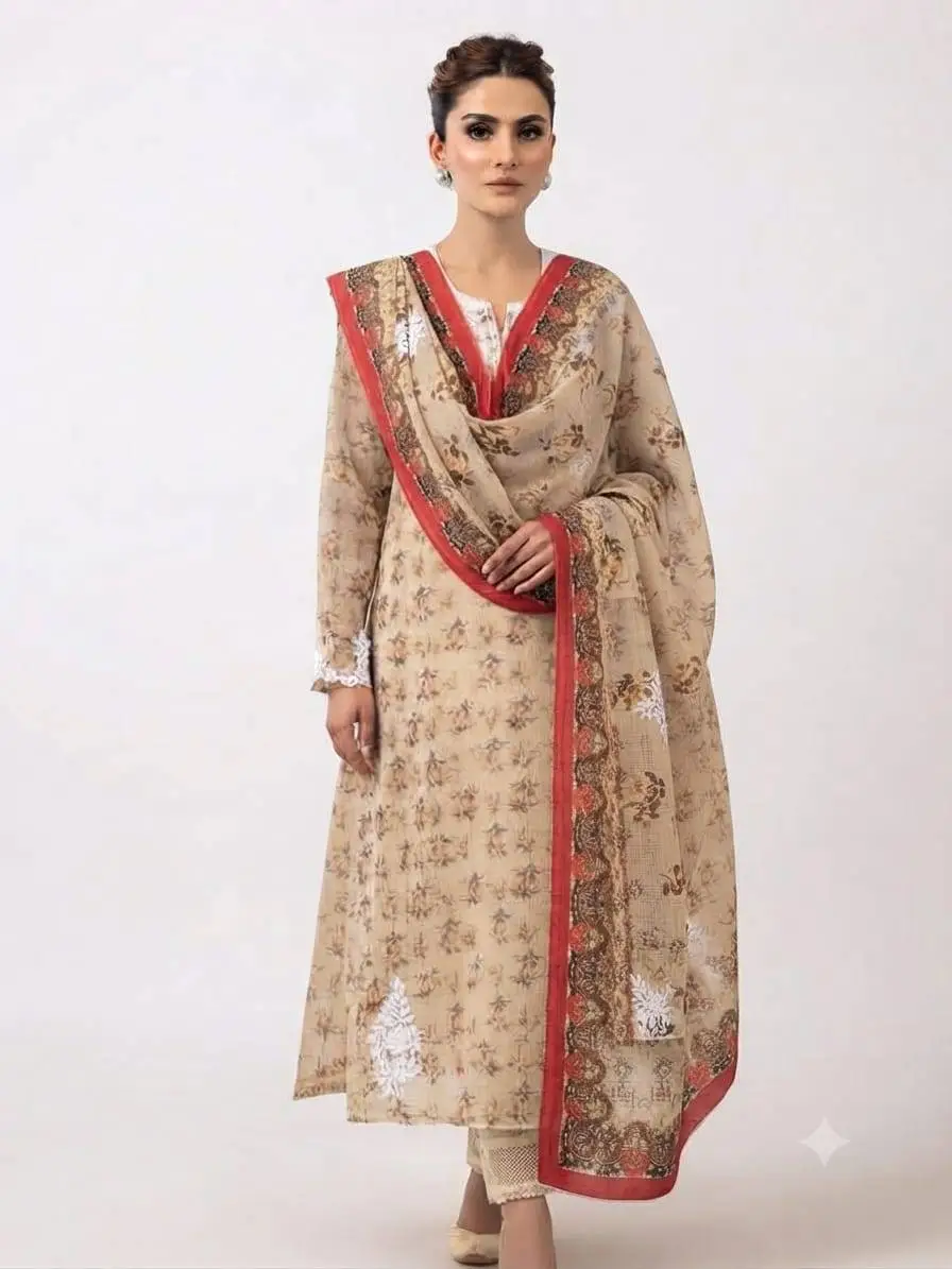 UNSTITCHED KOTA PRINTED DRESS MARTERIAL (KURTA & DUPPATA) - LEMON YELLOW