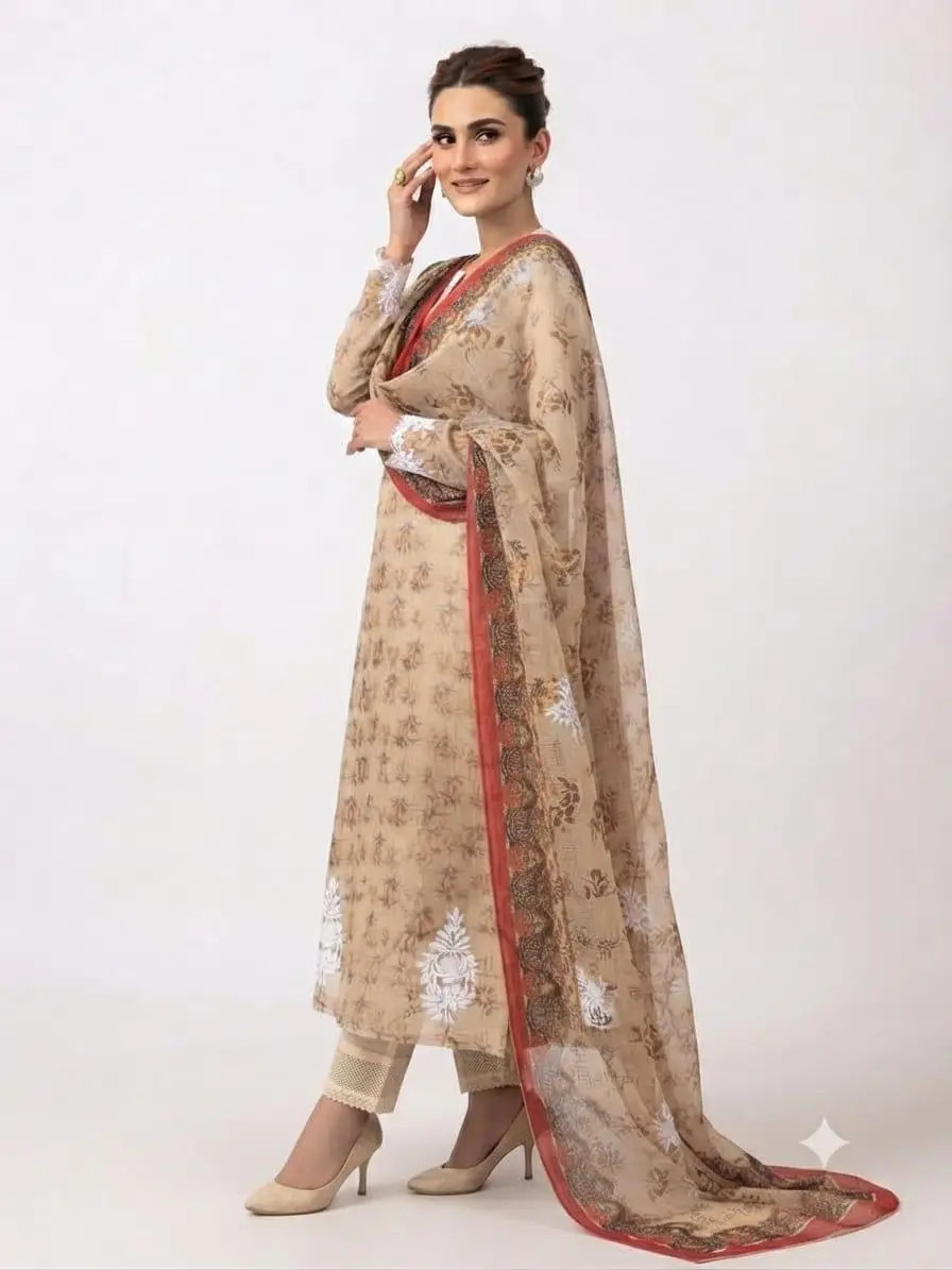 UNSTITCHED KOTA PRINTED DRESS MARTERIAL (KURTA & DUPPATA) - LEMON YELLOW view 3