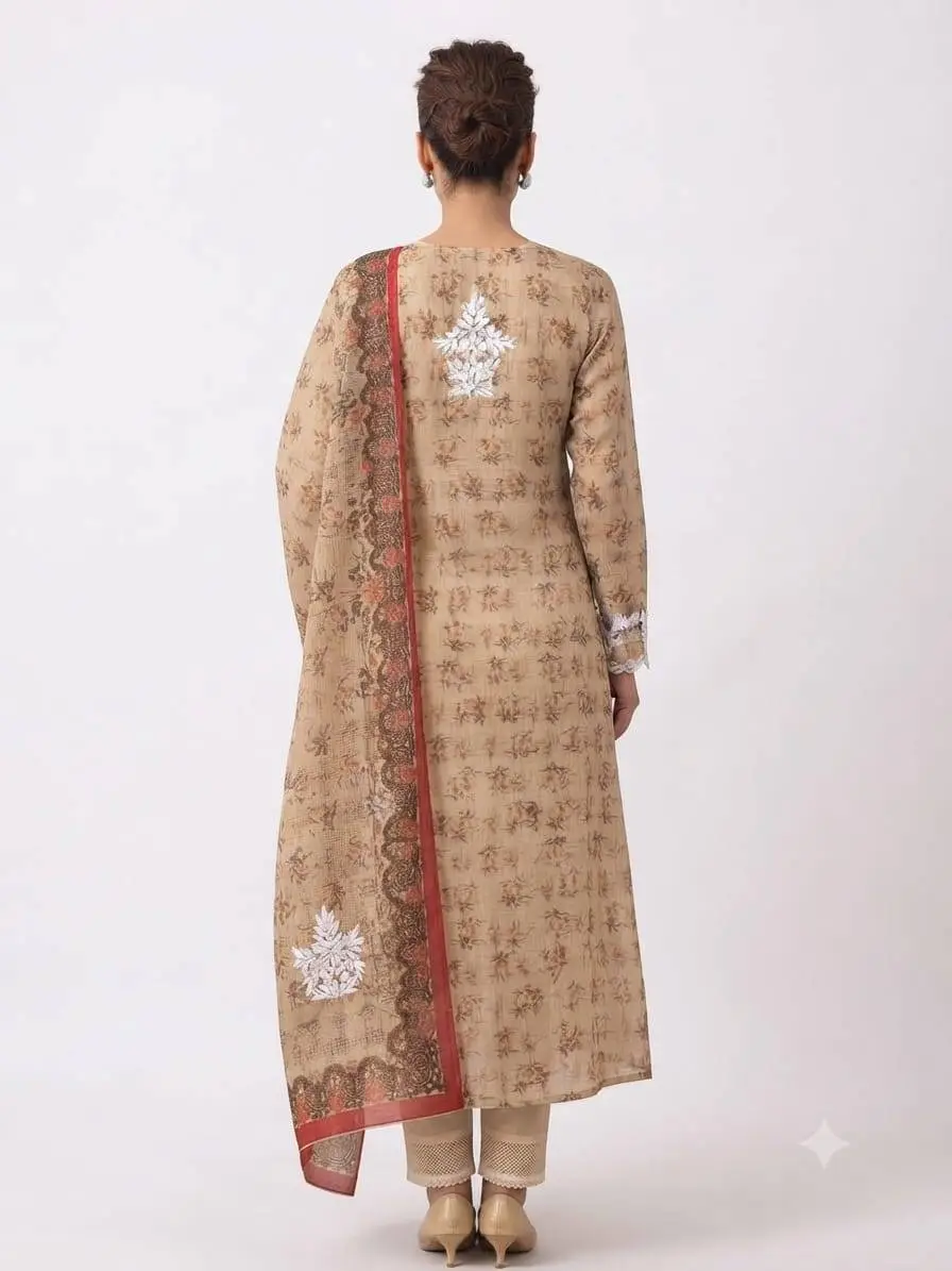 UNSTITCHED KOTA PRINTED DRESS MARTERIAL (KURTA & DUPPATA) - LEMON YELLOW view 4
