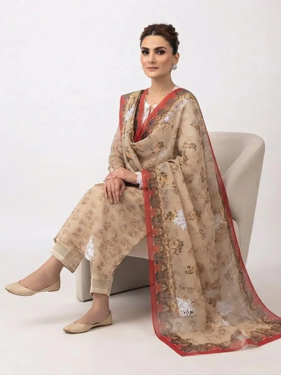 UNSTITCHED KOTA PRINTED DRESS MARTERIAL (KURTA & DUPPATA) - LEMON YELLOW view 5