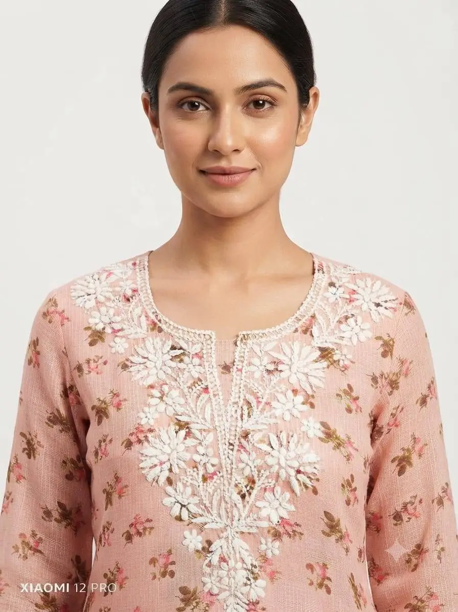 UNSTITCHED KOTA PRINTED DRESS MARTERIAL (KURTA & DUPPATA) - PEACH view 2