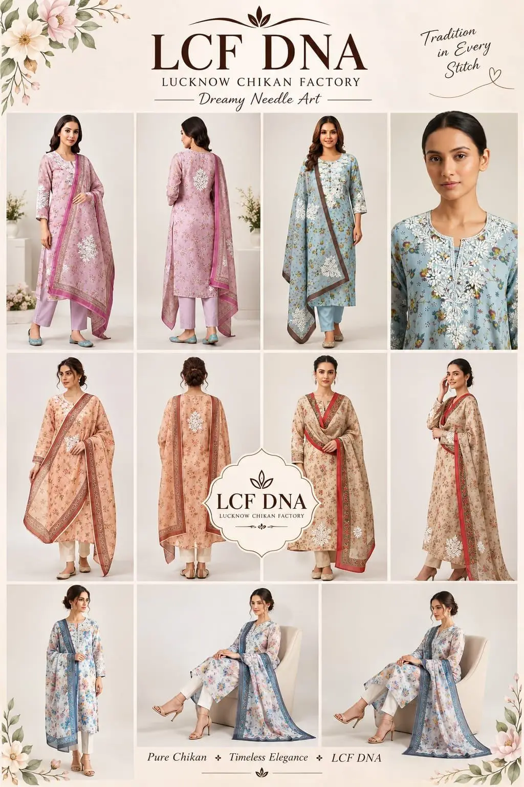 UNSTITCHED KOTA PRINTED DRESS MARTERIAL (KURTA & DUPPATA) - WHITE view 6