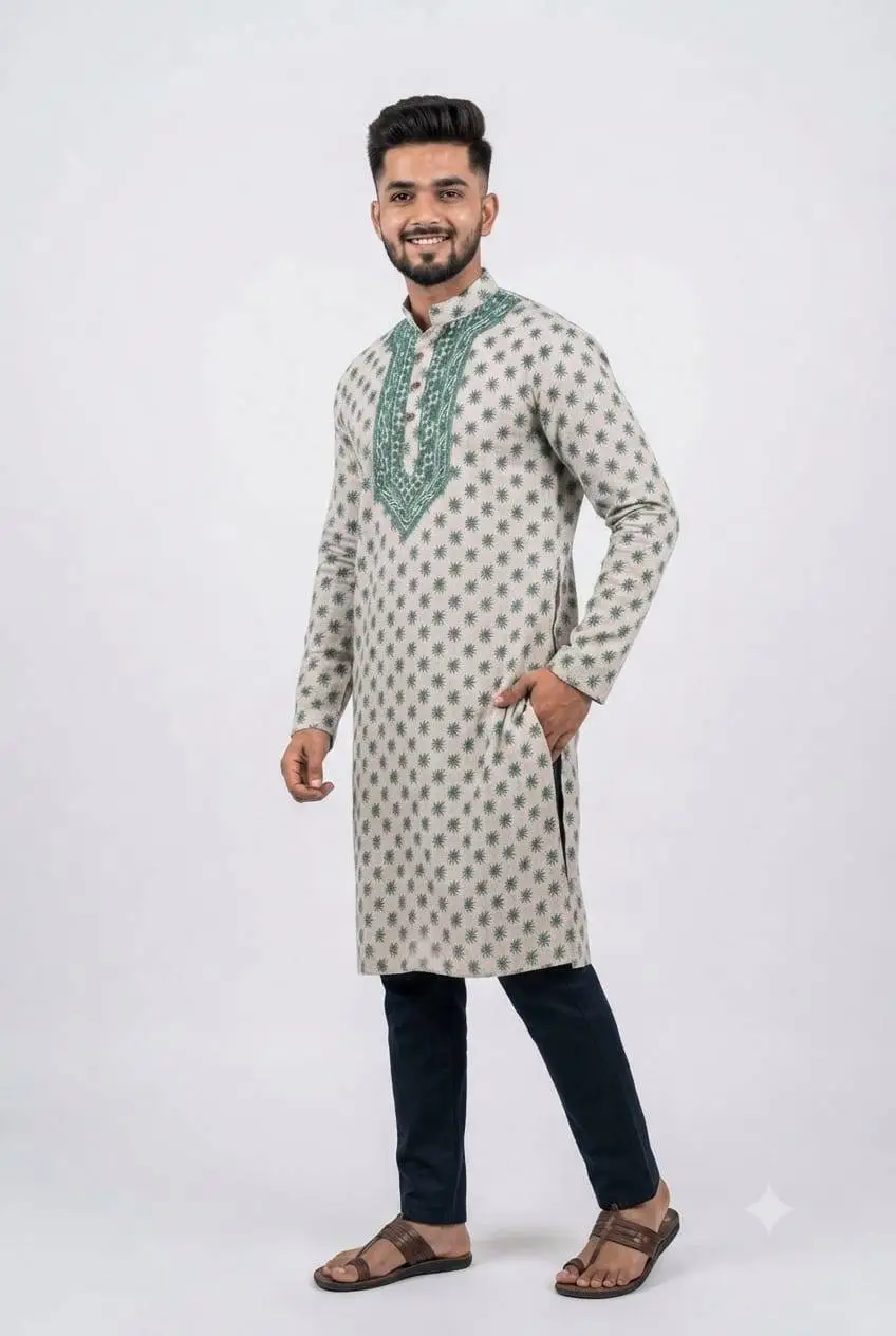 LCF CHIKAN COMPUTER EMBROIDERY COTTON DIGITAL PRINT LONG KURTA view 2