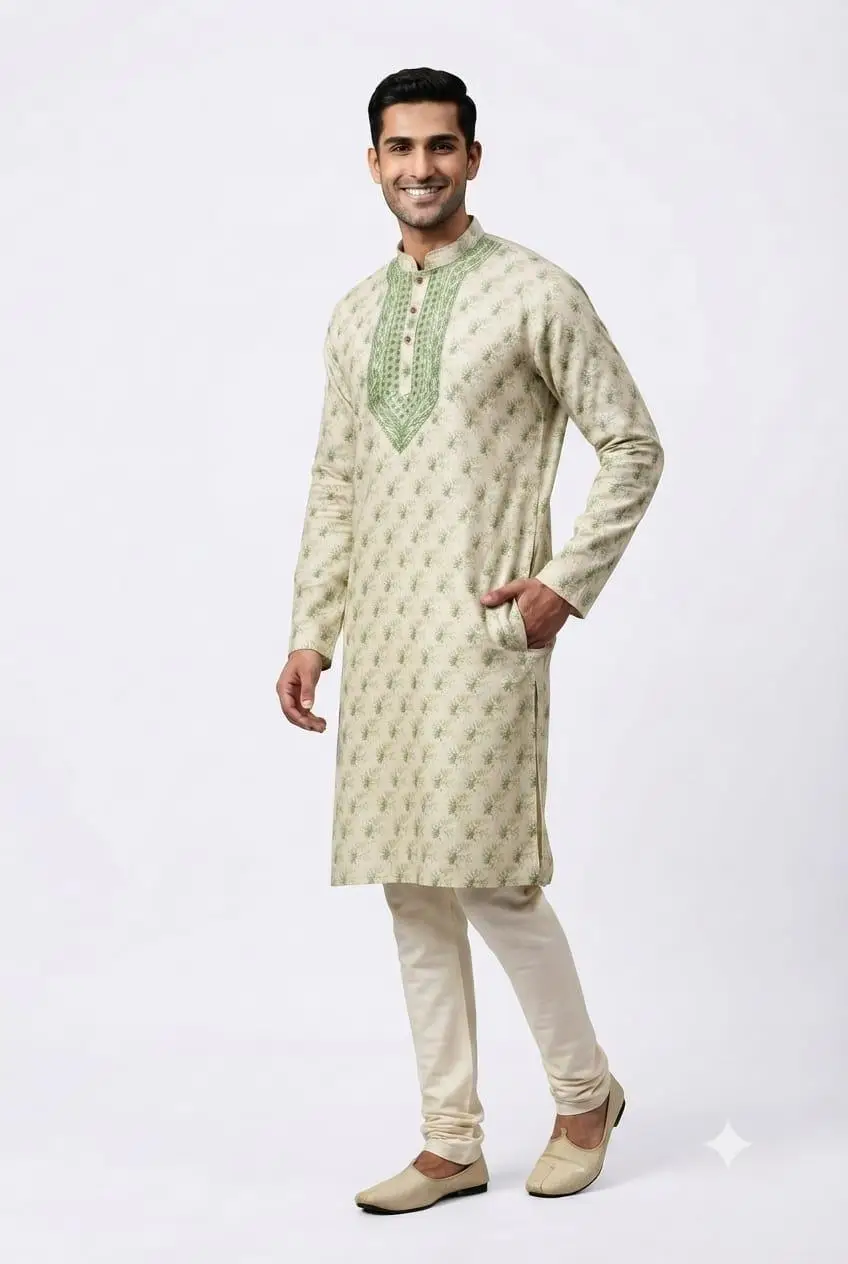LCF CHIKAN COMPUTER EMBROIDERY COTTON DIGITAL PRINT LONG KURTAA view 2