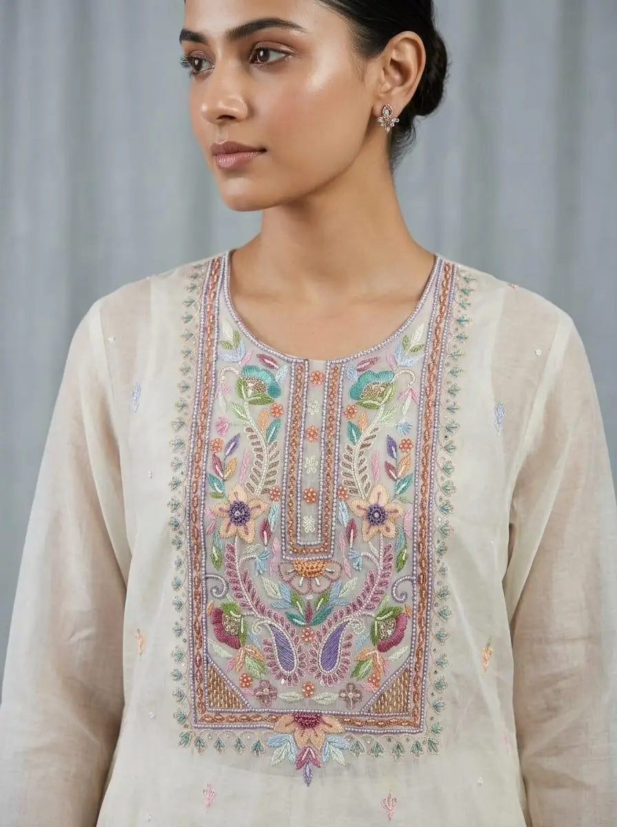 LCF CHIKAN EMBROIDERY UNSTITCHED MAL COTTON DRESSS MATERIAL (KURTA & DUPATTA) - DESIGN 2 view 2