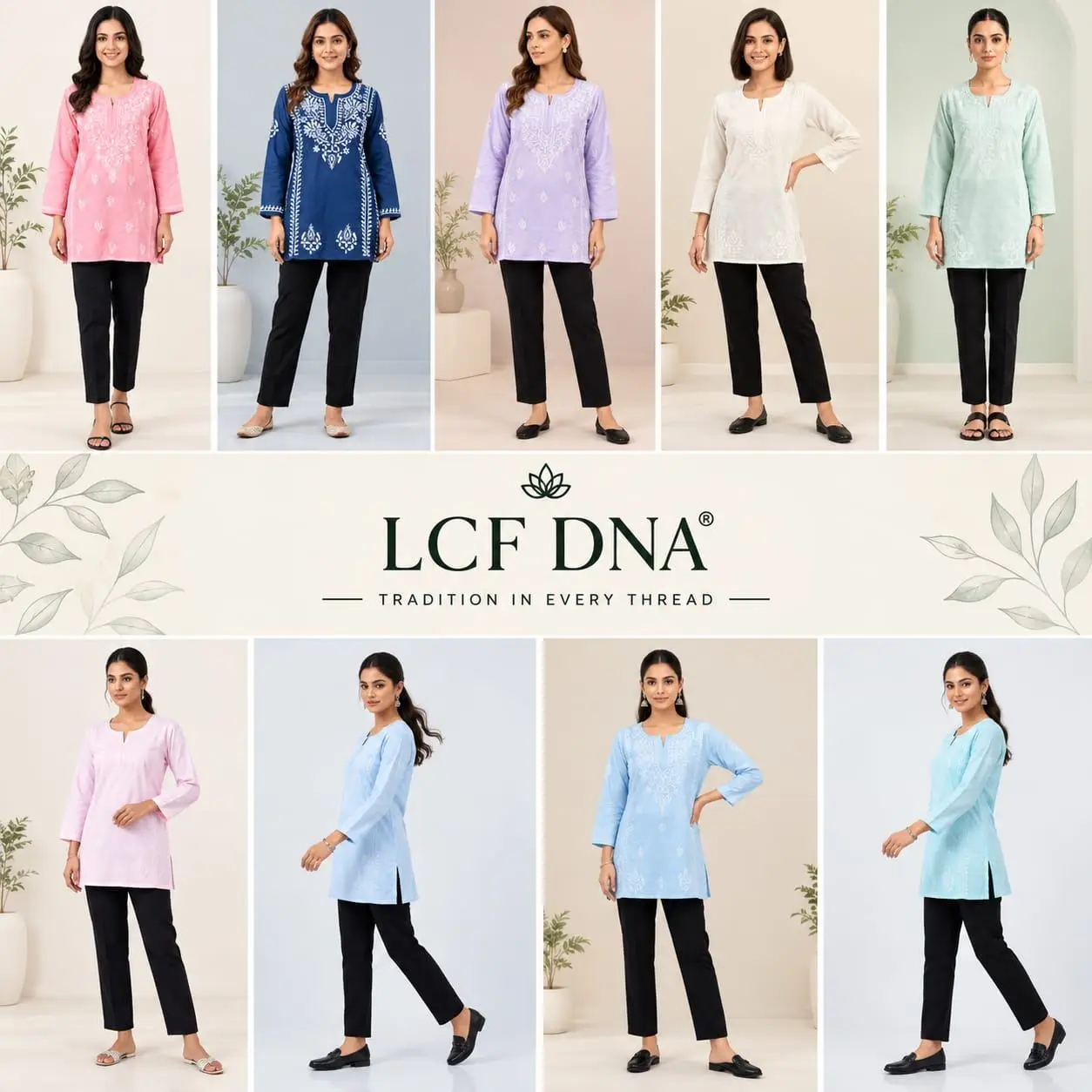 LCF CHIKAN EMBROIDERY VOIL COTTON SHORT KURTI - LEVENDER view 4