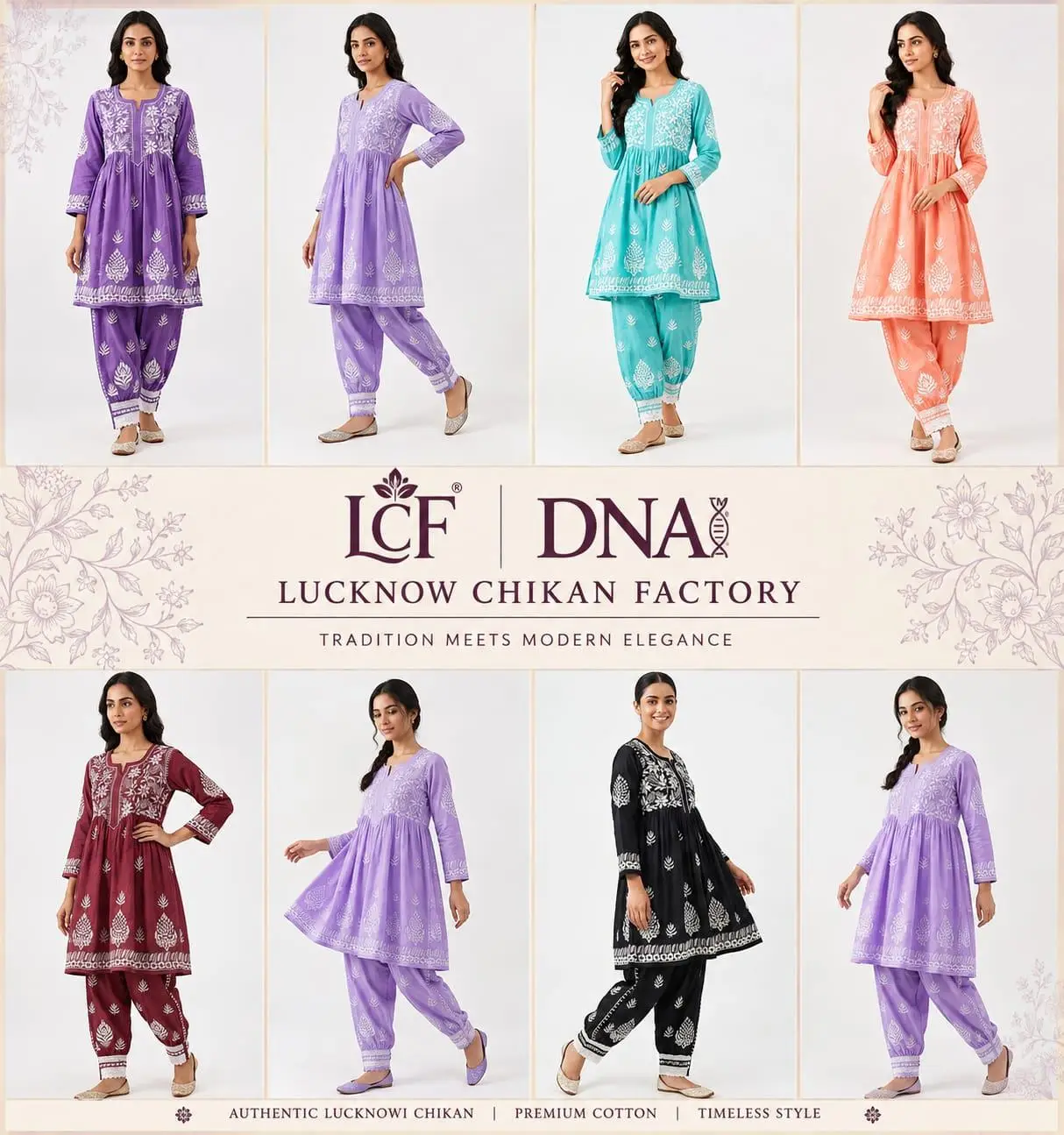 LCF CHIKAN EMBROIDERY MUSLIN AFGANI SET - TEA BLUE view 4