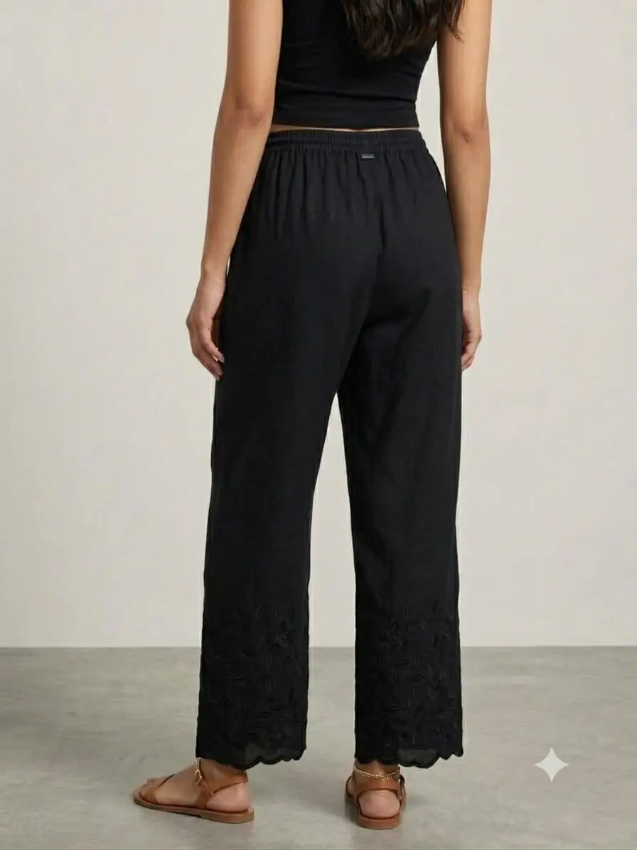 LCF CHIKAN EMBROIDERY COMPUTER WORK WOMAN PLAZZO - BLACK view 3