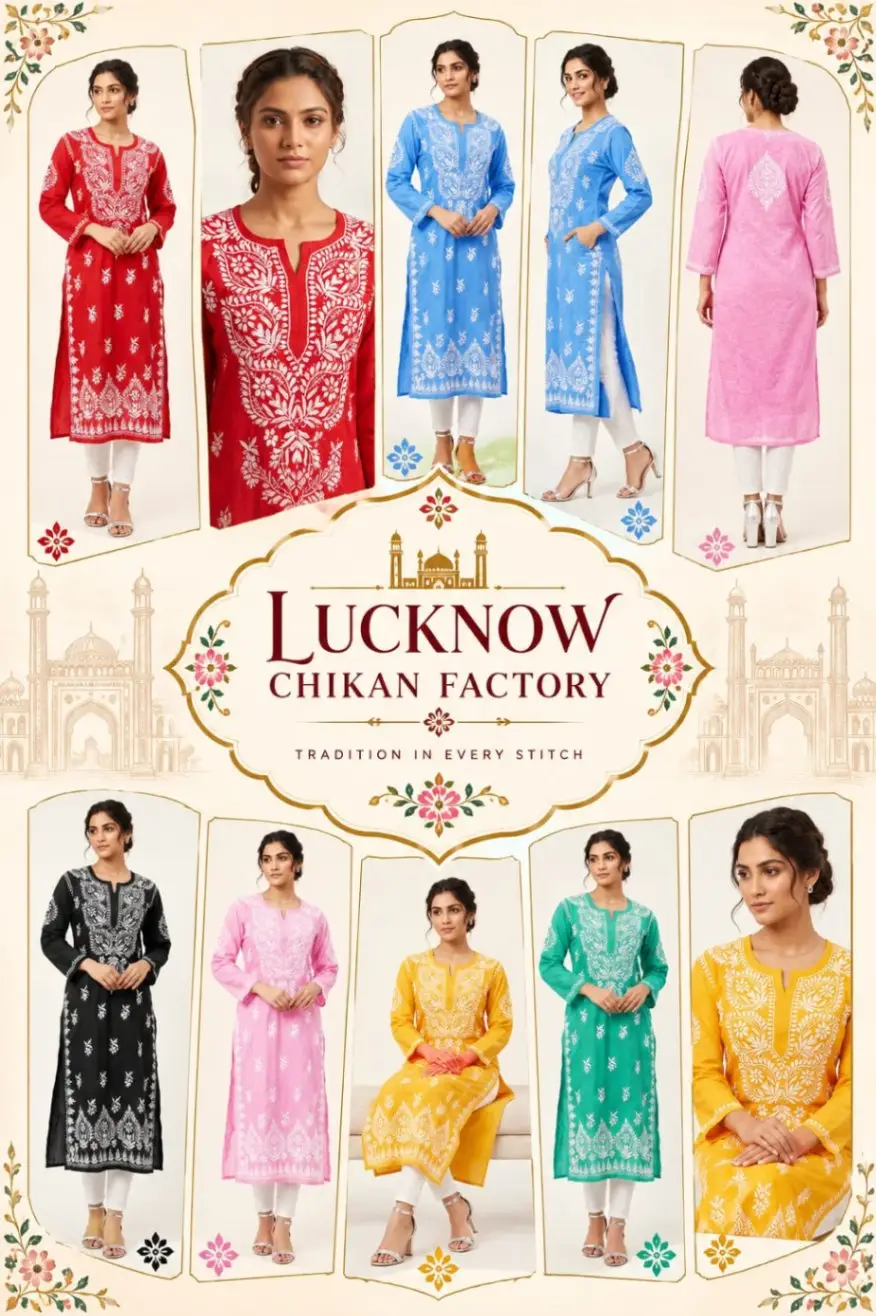 LCF CHIKAN EMBROIDERY MASLEEN LONG KURTI - YELLOW view 5