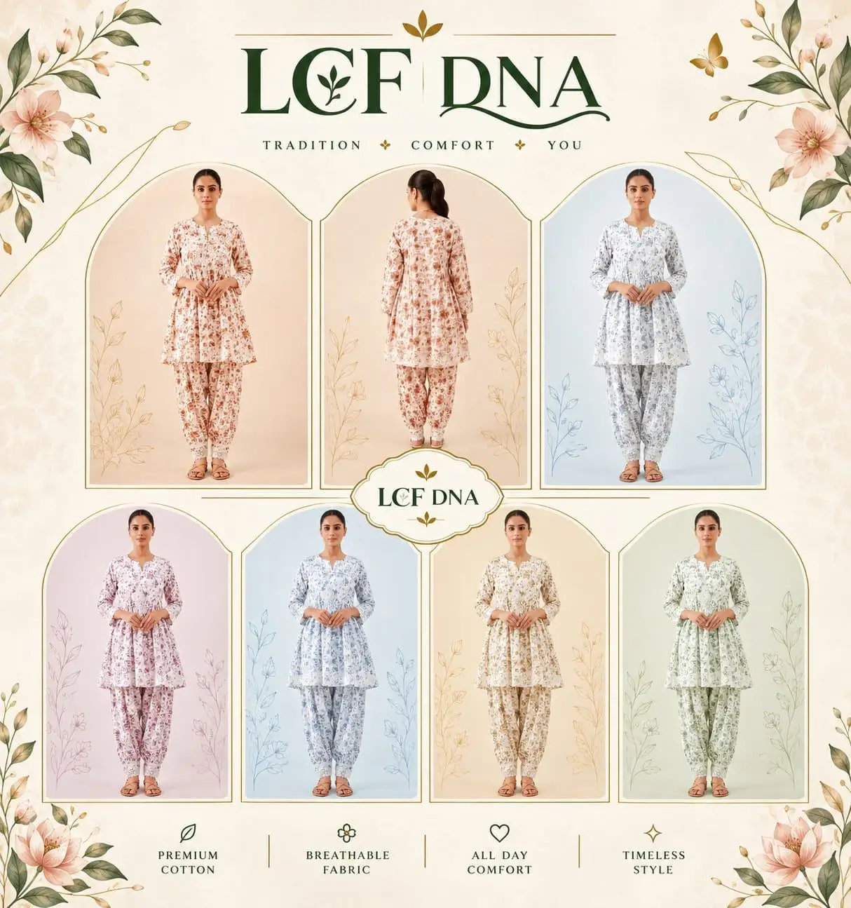 LCF CHIKAN EMBROIDERY DIGITAL PRINT COTTON AFGANI SET - GREY view 4