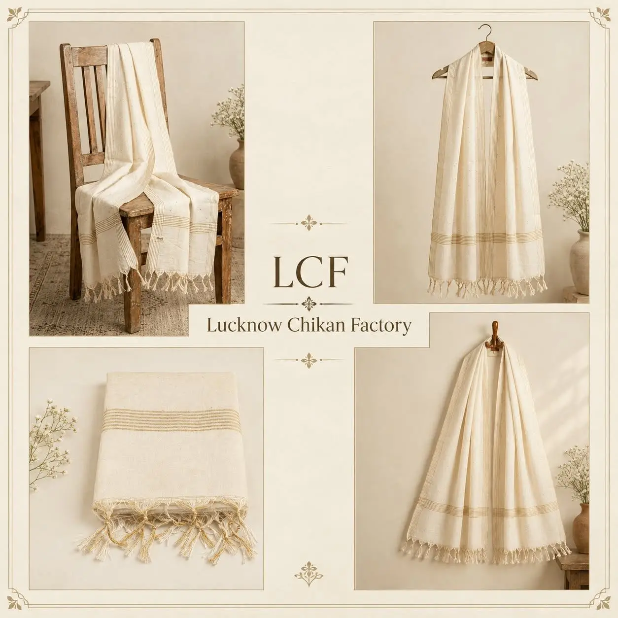 LCF CHIKAN TISUUE DUPATTA WITH MUKESH WORK - OFF WHITE view 5