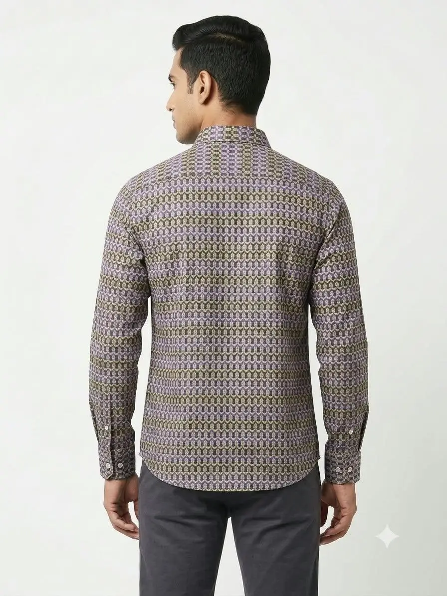 LCF CHIKAN JACQUARD SILK MEN SHIRT - BLUE & BLACK view 2