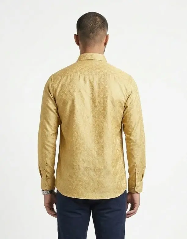 LCF CHIKAN JACQUARD SILK MEN SHIRT - GOLDEN view 2