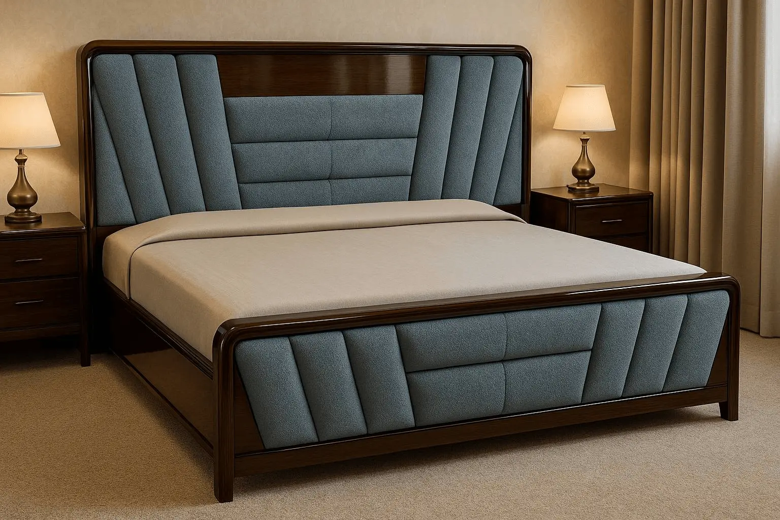 Taper Cushion Bouclé Double Bed