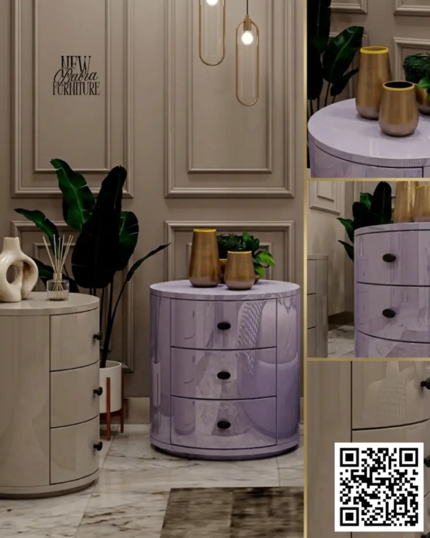 Round Purple Side Table view 2
