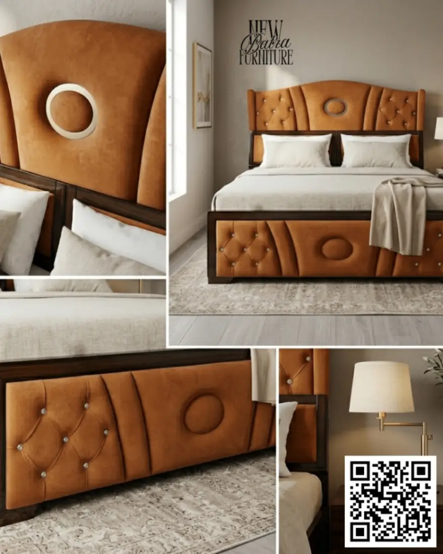 Elegant Brown Upholstered Bed view 2