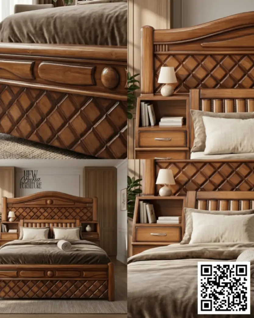 Elegant full Wooden Bed view 2