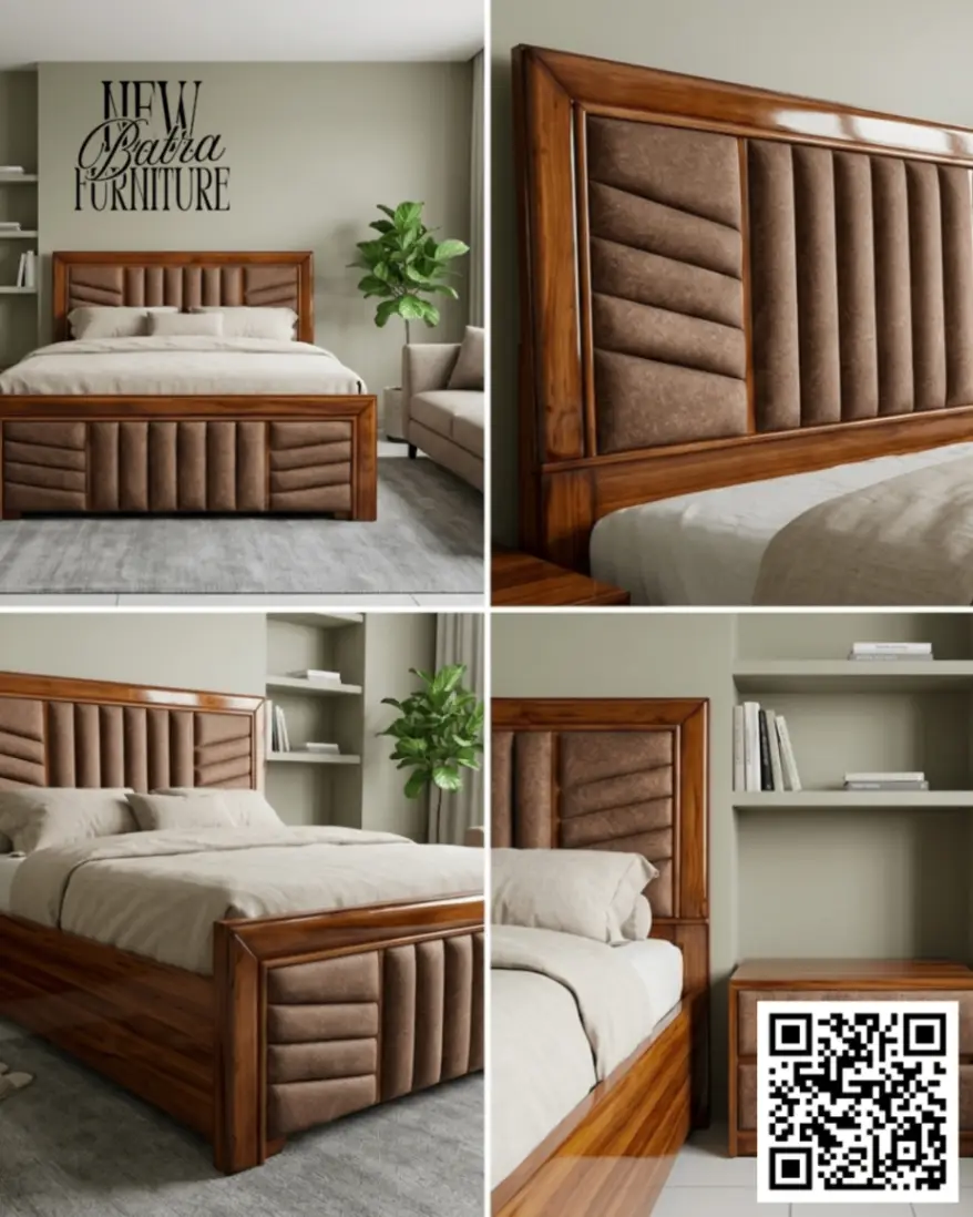 Elegant Wooden with coushion Bed view 2