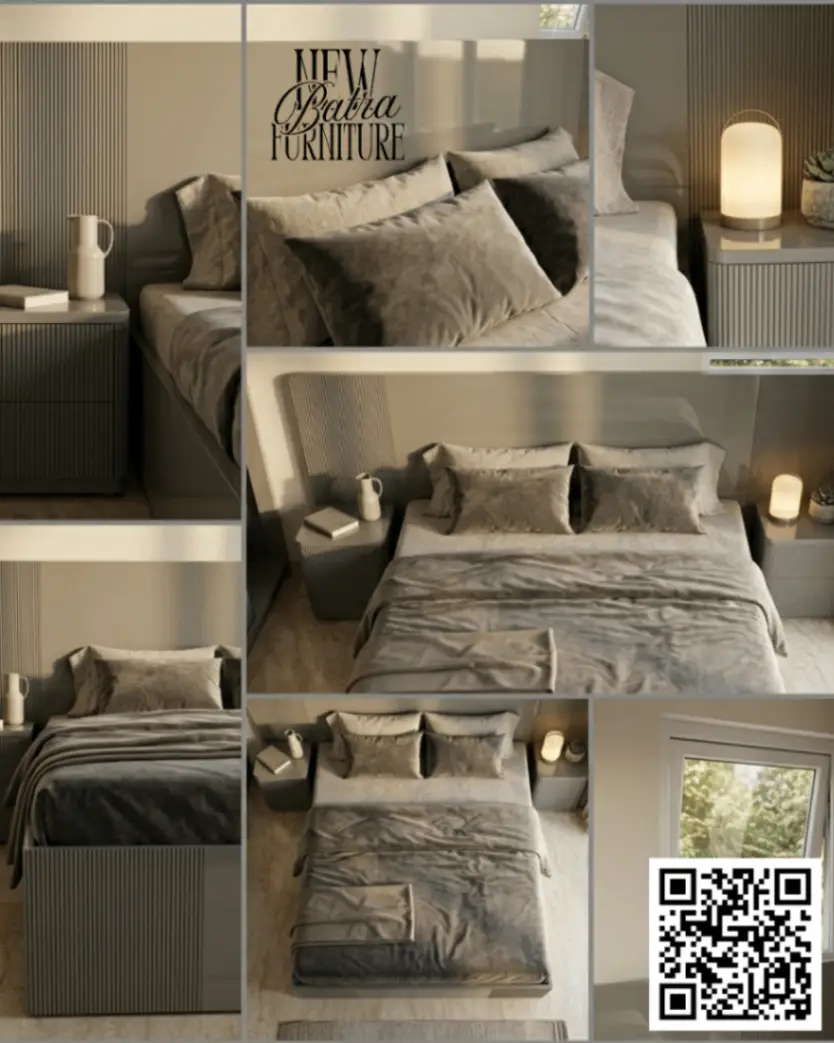 Modern Bed with Side Tables view 2