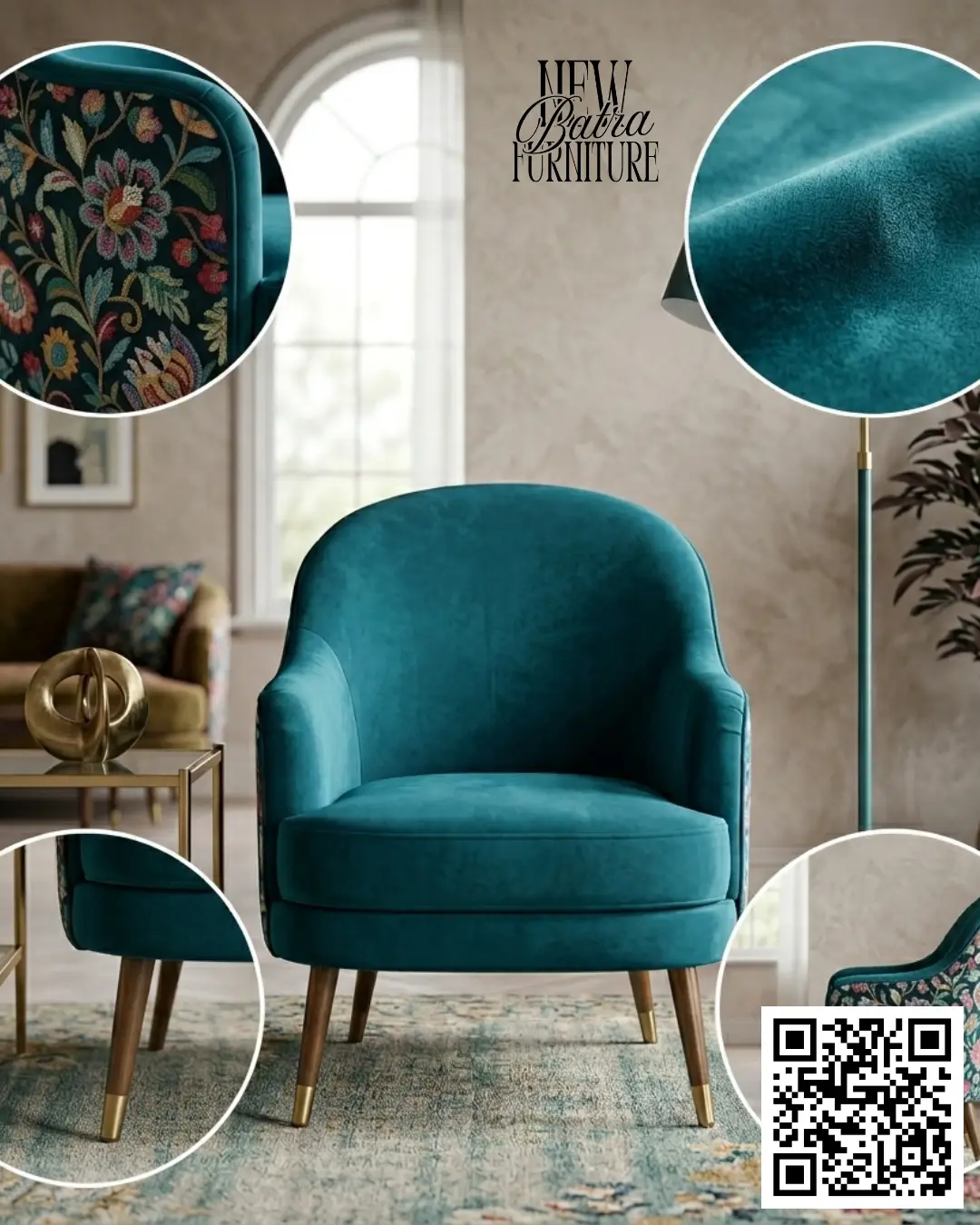 Velvet Accent Chair view 2