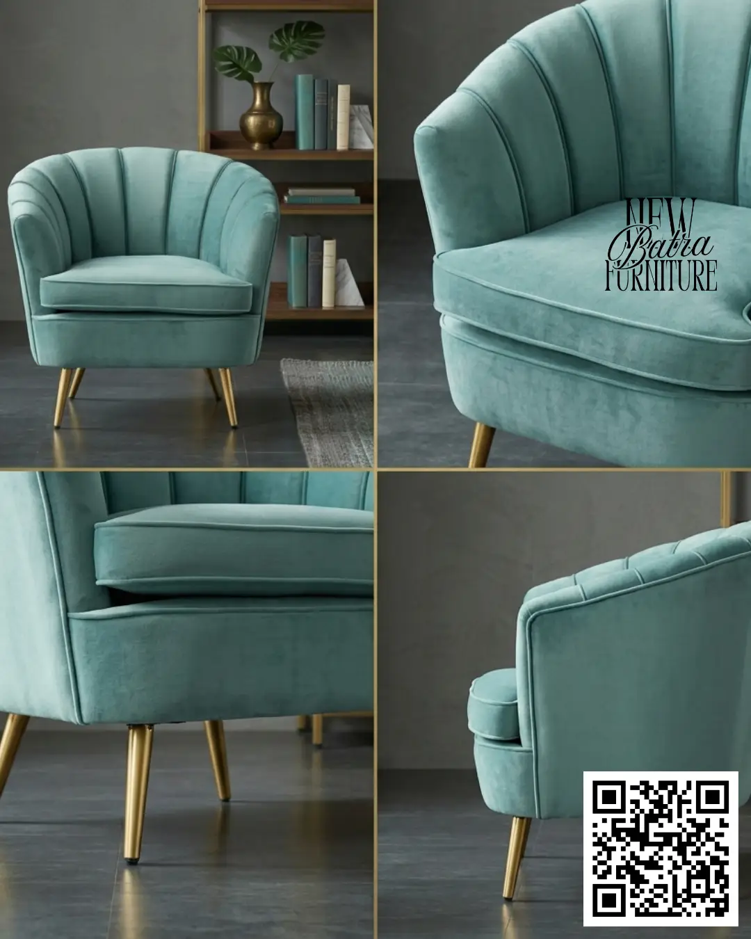 Velvet Beautiful Accent Chair view 2