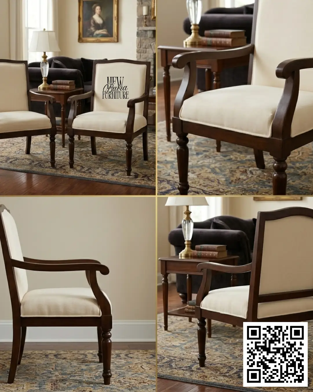 Classic Wooden Armchair Set view 2