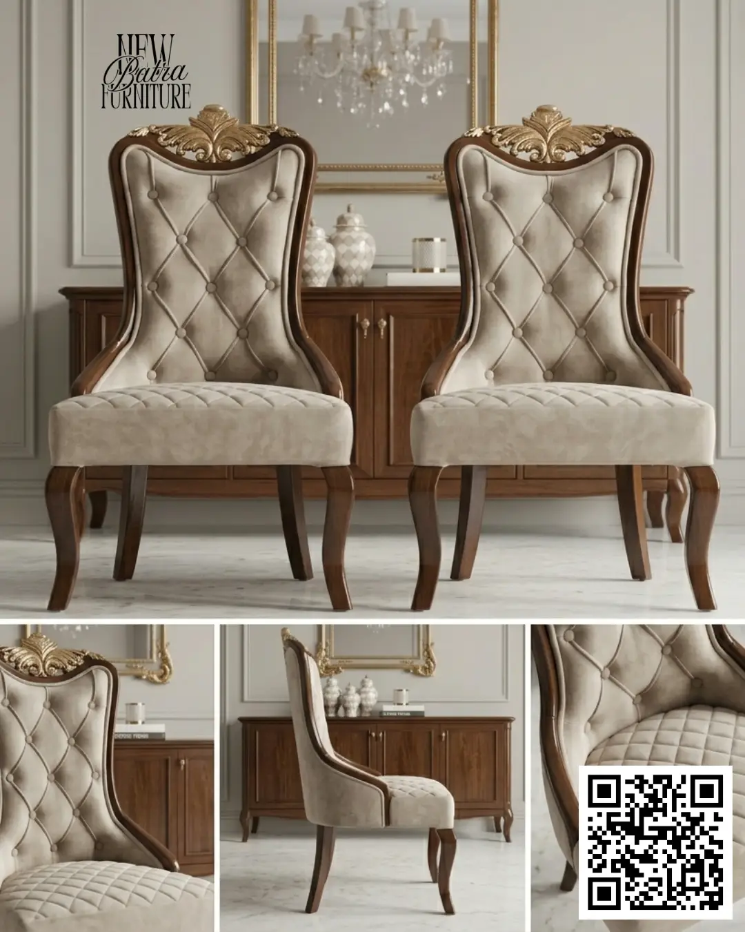Elegant Velvet Dining Chair - New Batra Furniture view 2