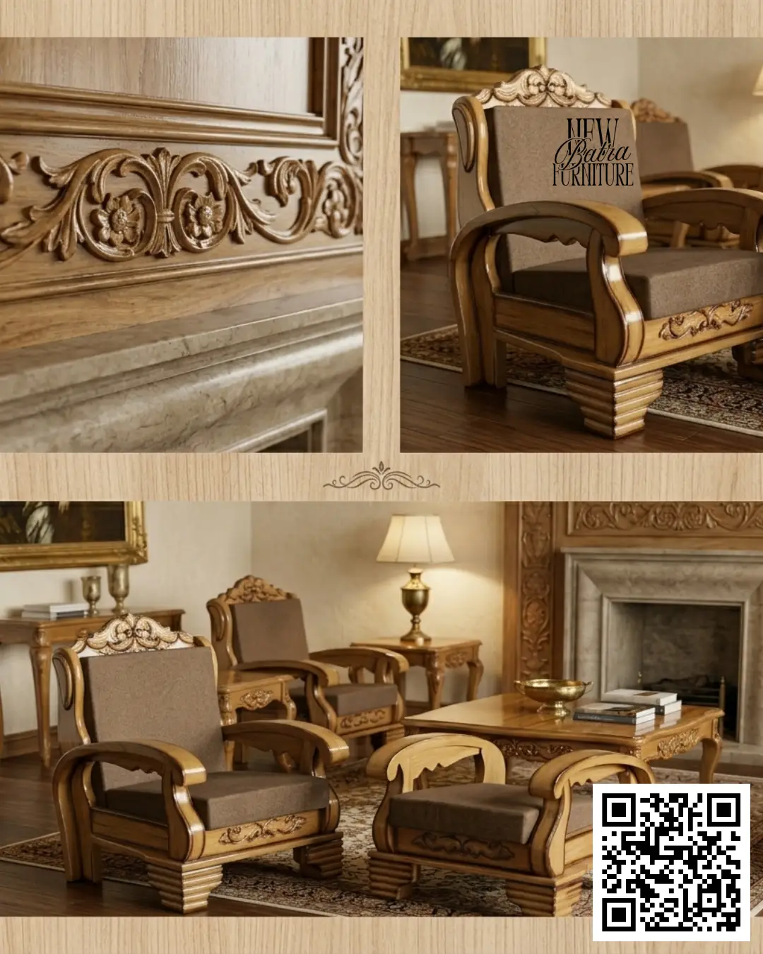 Traditional Wooden Chair Set view 2