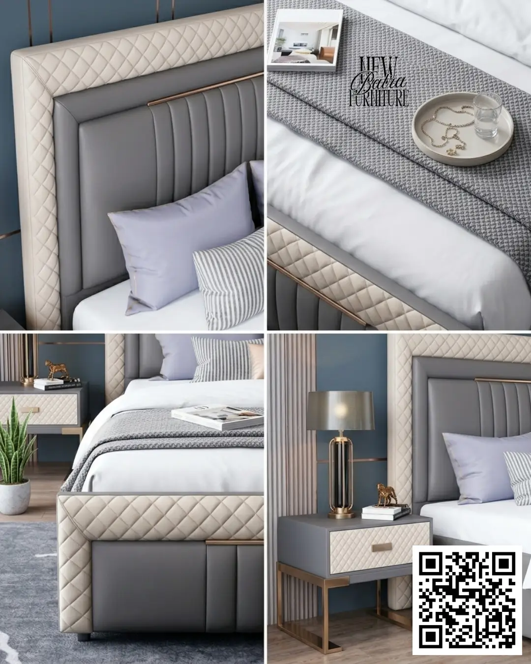 Elegant Bed with Stylish Headboard view 2