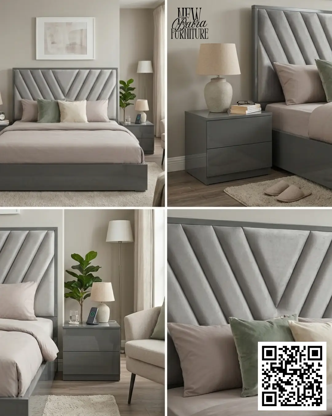 Modern Grey Bed view 2