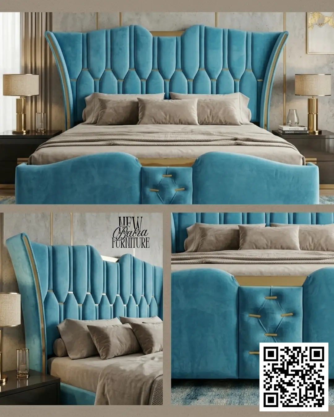 Blue Velvet Bed view 2